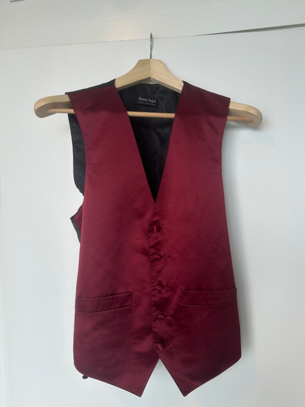 Henry Segal Burgundy Satin Formal Vest — Men's Medium